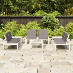 6-tlg. Garten-Lounge-Set mit Auflagen Kunststoff Wei