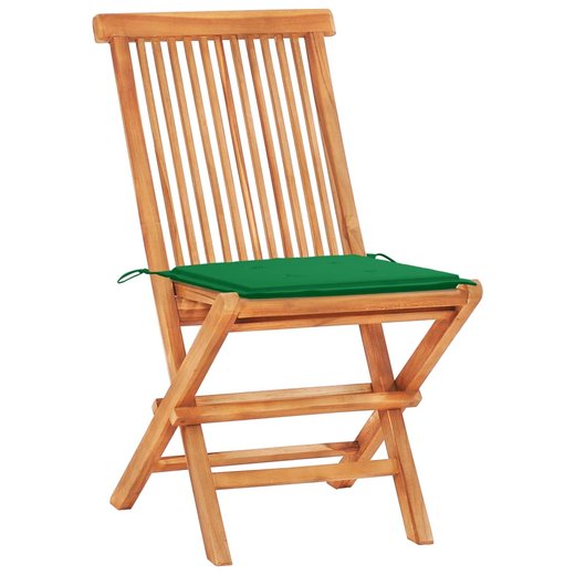 3-tlg. Bistroset mit Grnen Kissen Massivholz Teak