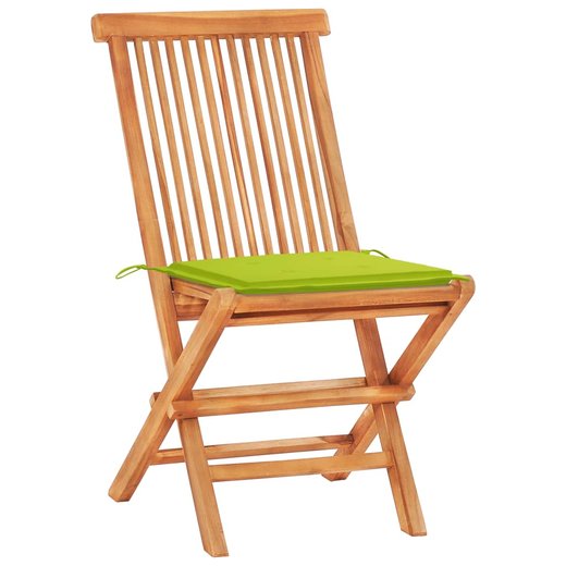 3-tlg. Bistroset mit Hellgrnen Kissen Massivholz Teak