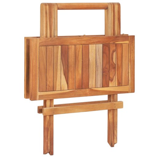 3-tlg. Bistro-Set mit Cremeweien Kissen Massivholz Teak