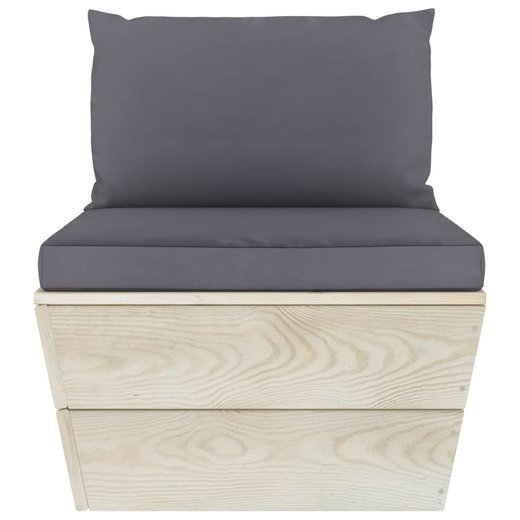 5-tlg. Garten-Sofagarnitur aus Paletten mit Kissen Fichtenholz