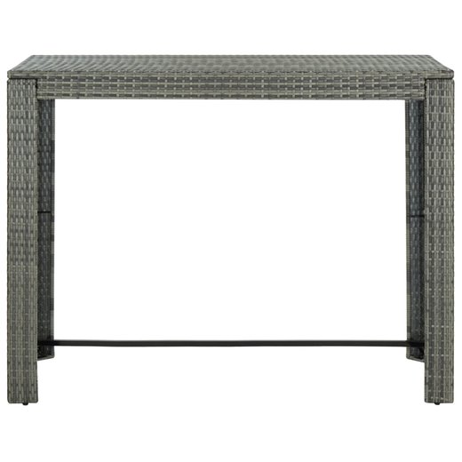 7-tlg. Gartenbar-Set mit Kissen Poly Rattan Grau