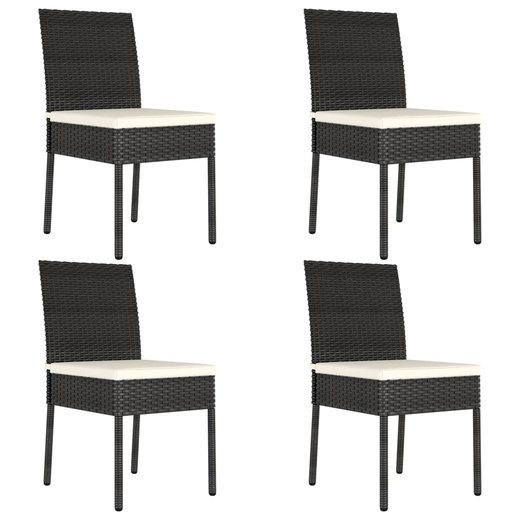 5-tlg. Garten-Essgruppe Poly Rattan Schwarz