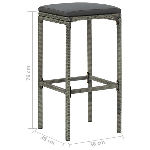 9-tlg. Gartenbar-Set mit Kissen Grau