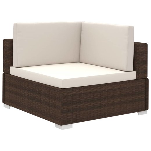 8-tlg. Garten-Lounge-Set mit Auflagen Poly Rattan Braun