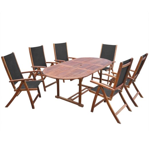 7-tlg. Garten-Essgruppe Massivholz Akazie