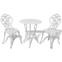 3-tlg. Bistro-Set Aluminiumguss Wei