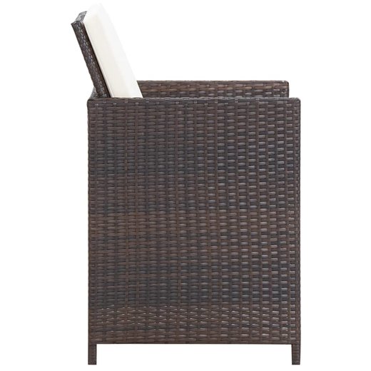 13-tlg. Garten-Essgruppe mit Auflagen Poly Rattan Braun