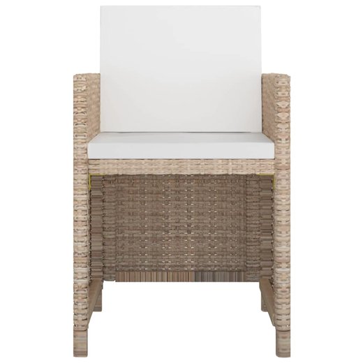 13-tlg. Garten-Essgruppe mit Auflagen Poly Rattan Beige