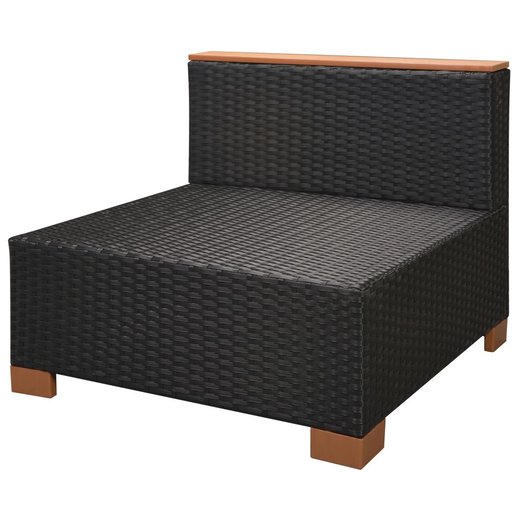 7-tlg. Garten-Lounge-Set mit Auflagen Poly Rattan Schwarz