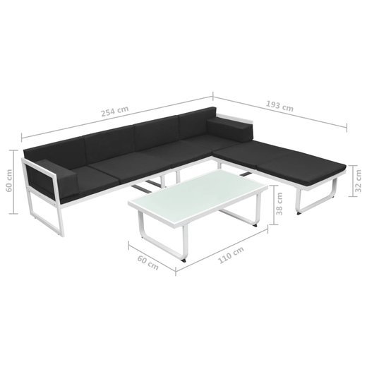 4-tlg. Garten-Lounge-Set mit Auflagen Aluminium Schwarz