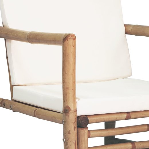 4-tlg. Garten-Lounge-Set mit Auflagen Bambus