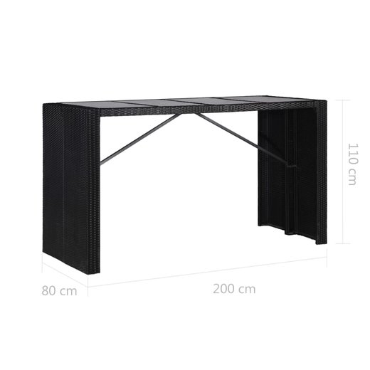 9-teilige Garten-Essgruppe Poly Rattan Schwarz