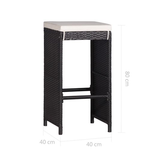 9-teilige Garten-Essgruppe Poly Rattan Schwarz