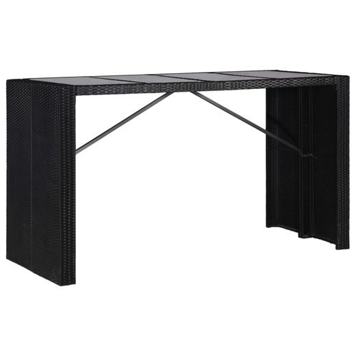 9-teilige Garten-Essgruppe Poly Rattan Schwarz