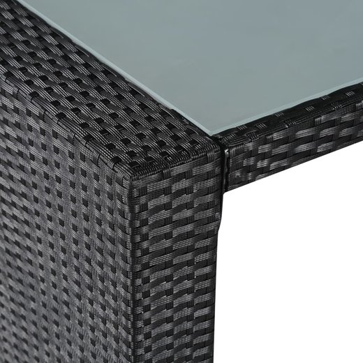 9-teilige Garten-Essgruppe Poly Rattan Schwarz