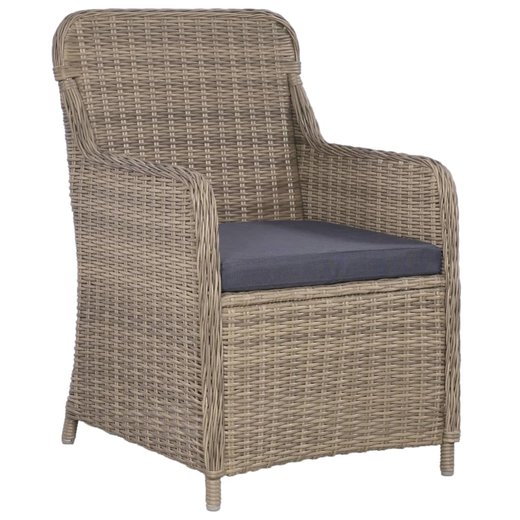 3-tlg. Bistro-Set mit Kissen Poly Rattan Braun