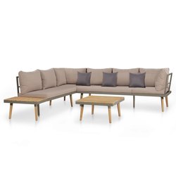 4-tlg. Garten-Lounge-Set mit Auflagen Massivholz Akazie...