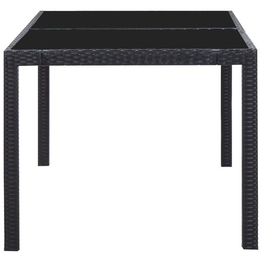 7-tlg. Garten-Essgruppe Poly Rattan Schwarz