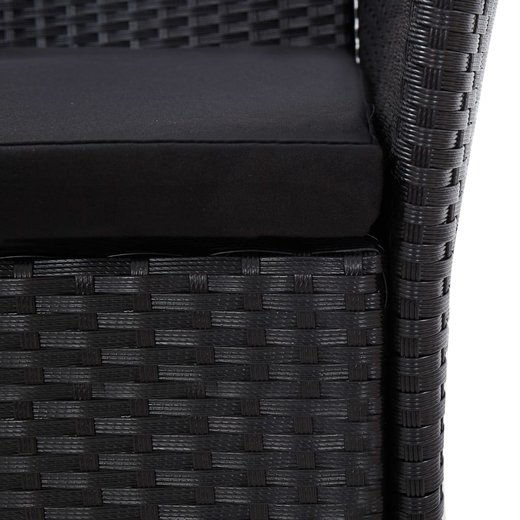 7-tlg. Garten-Essgruppe Poly Rattan Schwarz
