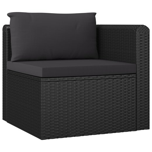 5-tlg. Garten-Lounge-Set mit Auflagen Poly Rattan Schwarz