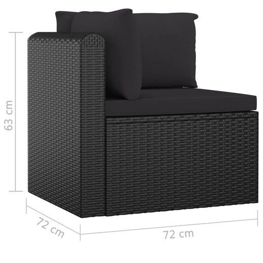 5-tlg. Garten-Lounge-Set mit Auflagen Poly Rattan Schwarz