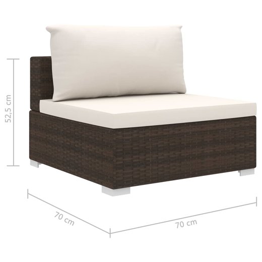 8-tlg. Garten-Lounge-Set mit Auflagen Poly Rattan Braun