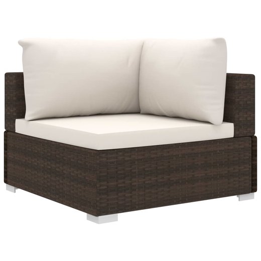 8-tlg. Garten-Lounge-Set mit Auflagen Poly Rattan Braun