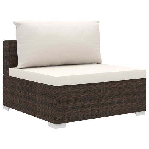 8-tlg. Garten-Lounge-Set mit Auflagen Poly Rattan Braun