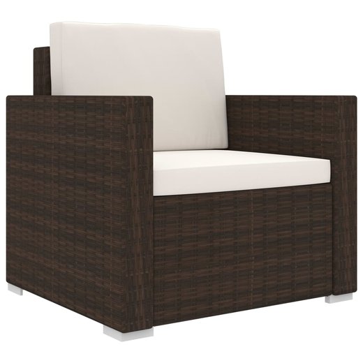 8-tlg. Garten-Lounge-Set mit Auflagen Poly Rattan Braun