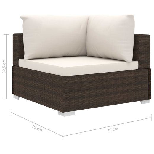8-tlg. Garten-Lounge-Set mit Auflagen Poly Rattan Braun