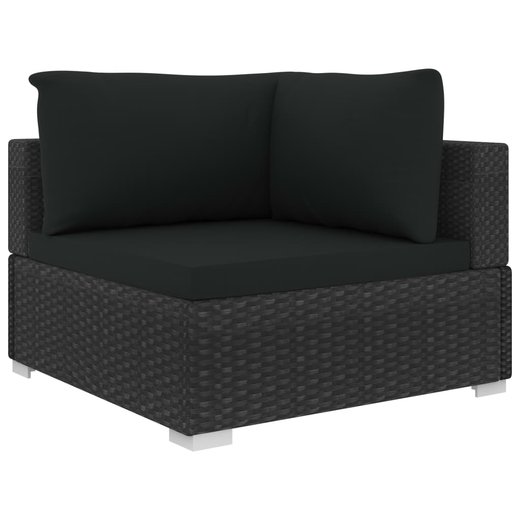 6-tlg. Garten-Lounge-Set mit Auflagen Poly Rattan Schwarz