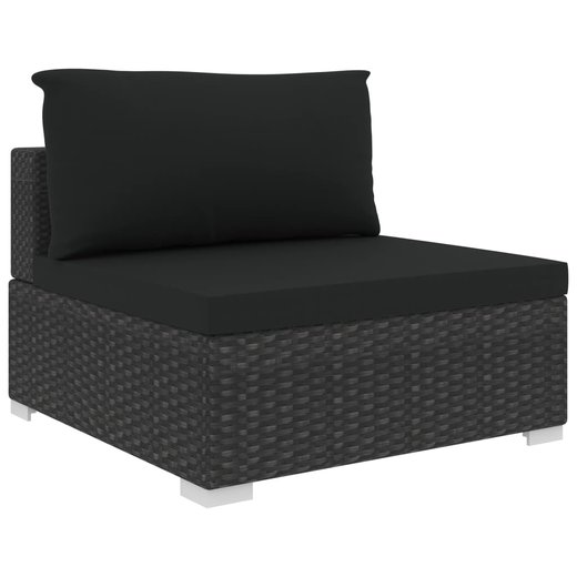 6-tlg. Garten-Lounge-Set mit Auflagen Poly Rattan Schwarz