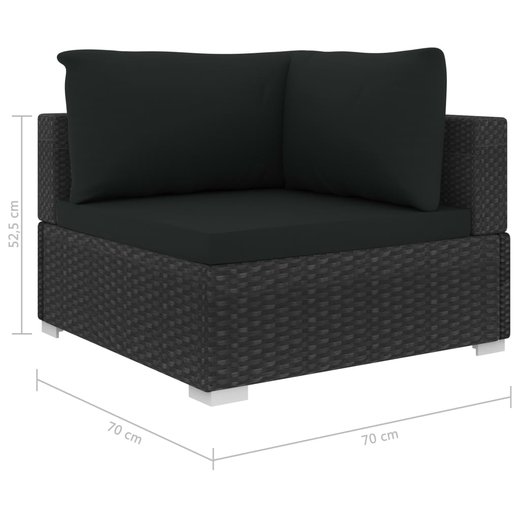 6-tlg. Garten-Lounge-Set mit Auflagen Poly Rattan Schwarz