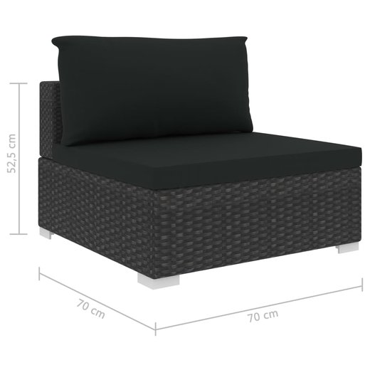 6-tlg. Garten-Lounge-Set mit Auflagen Poly Rattan Schwarz
