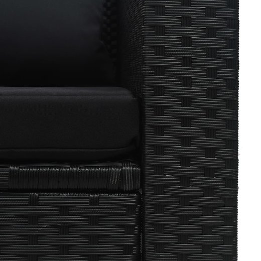 6-tlg. Garten-Lounge-Set mit Auflagen Poly Rattan Schwarz