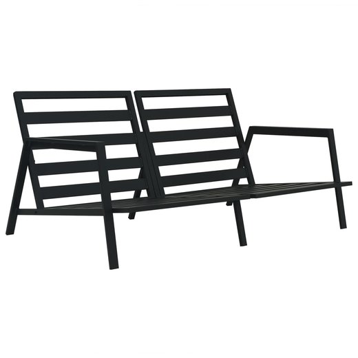 4-tlg. Garten-Lounge-Set mit Auflagen Aluminium Dunkelgrau