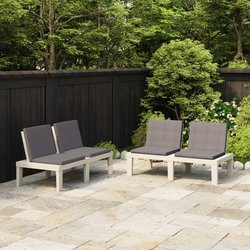 Gartenbnke mit Kissen 2 Stk. Kunststoff Wei