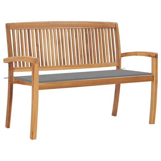 Stapelbare Gartenbank mit Auflage 128,5 cm Massivholz Teak