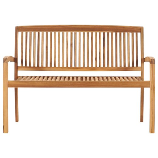 Stapelbare Gartenbank mit Auflage 128,5 cm Massivholz Teak