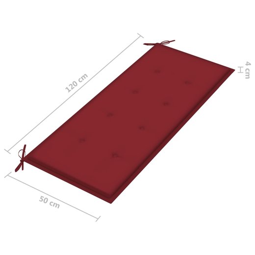 Stapelbare Gartenbank mit Auflage 128,5 cm Massivholz Teak