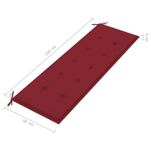 Stapelbare Gartenbank mit Auflage 159 cm Massivholz Teak
