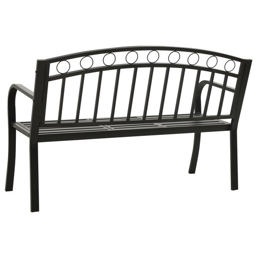 Gartenbank mit 1 Tisch 125 cm Stahl Schwarz