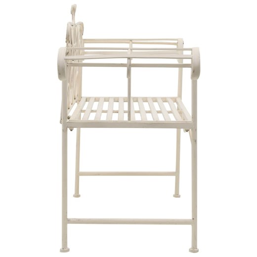 Gartenbank 132 cm Metall Antik Wei