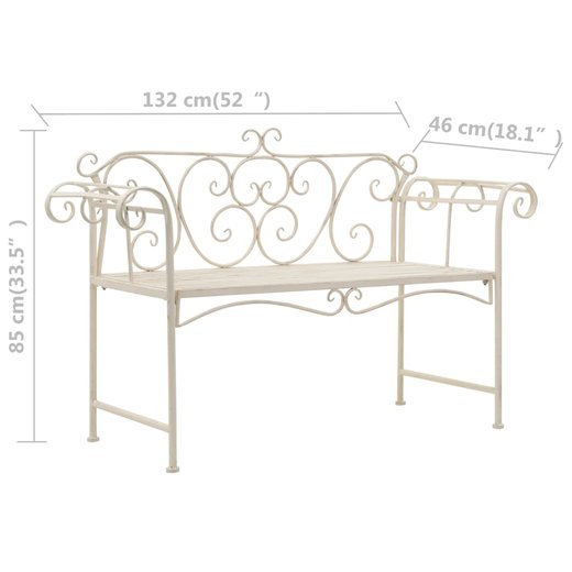 Gartenbank 132 cm Metall Antik Wei