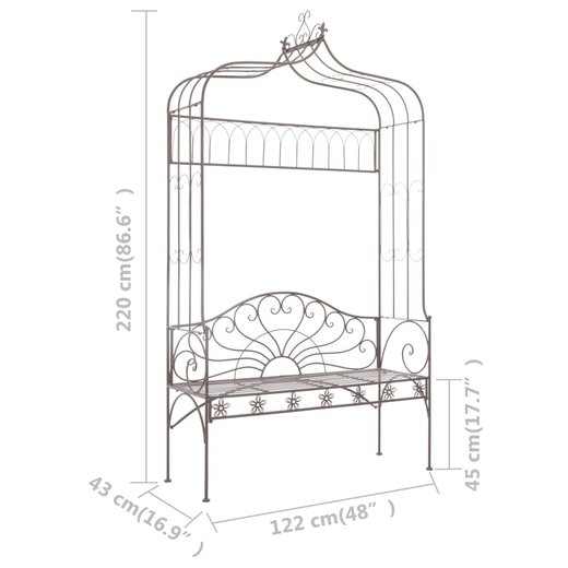 Gartenbank 122 cm Eisen Antik Braun