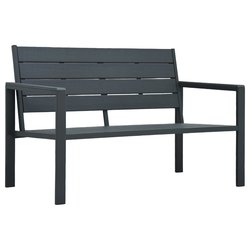Gartenbank 120 cm HDPE Grau Holz-Optik