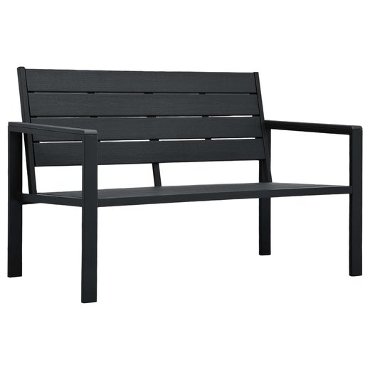 Gartenbank 120 cm HDPE Schwarz Holzoptik