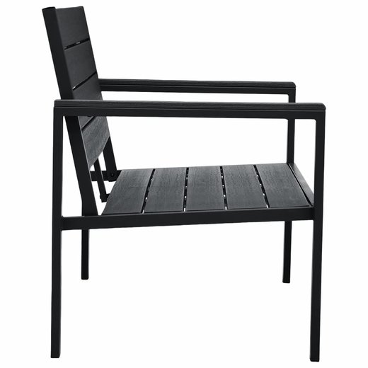 Gartenbank 120 cm HDPE Schwarz Holzoptik