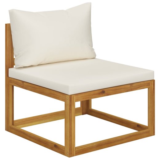 3-tlg. Garten-Lounge-Set mit Creme-Kissen Massivholz Akazie